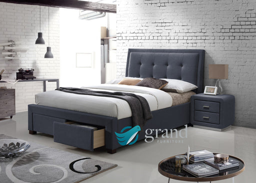 Denver Upholstered Storage Bed in Charcoal