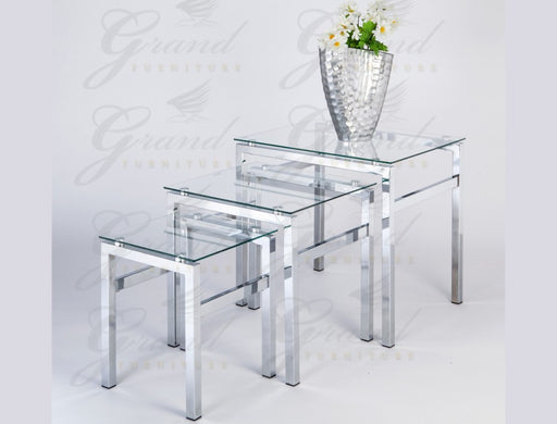 Evelyn Modern Clear Glass 3 Nest of Tables