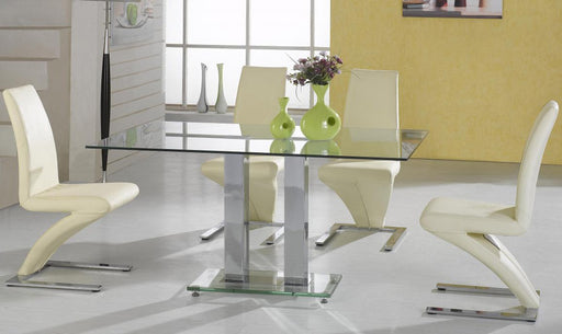 Ankara Glass Dining Table with 4 Leather Chairs Set