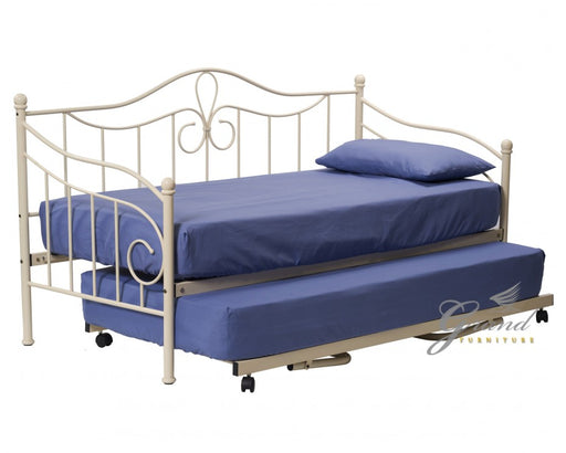 Morgan 3FT Cream Metal Day Bed with Trundle