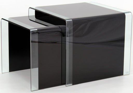 Angola Modern Black Glass Nest of Tables