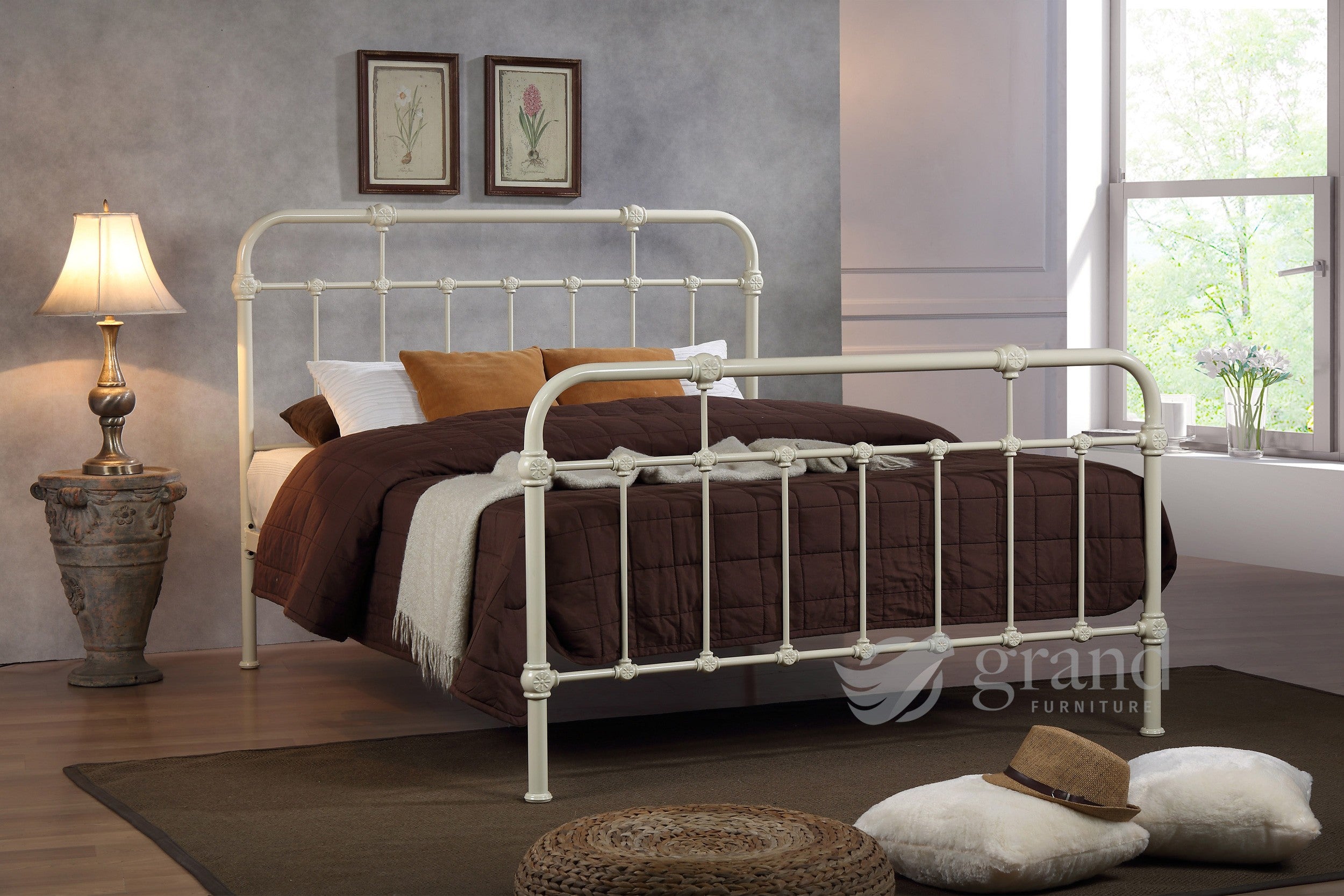 Berlin Hospital Style Cream Bed Frame