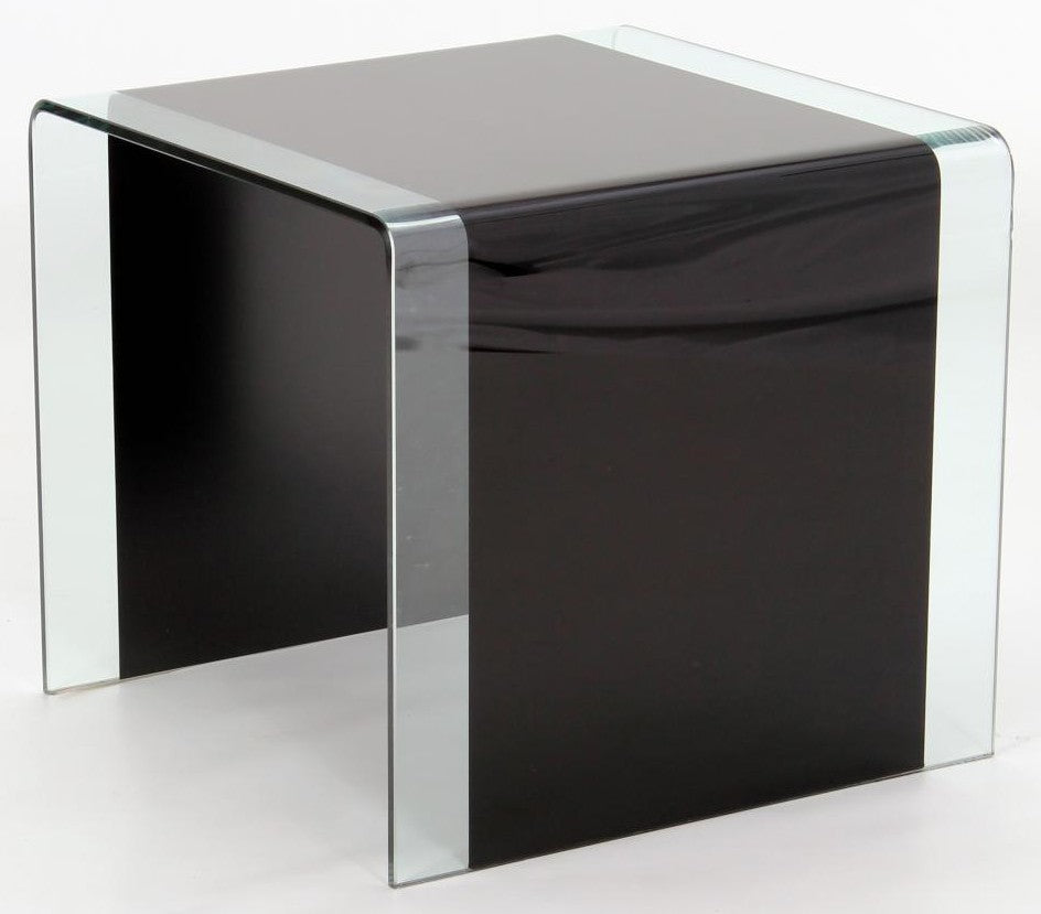 Angola Contemporary Black Glass Side End Table