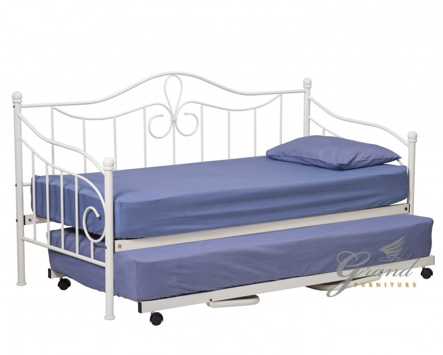 Morgan 3FT White Metal Day Bed with Trundle