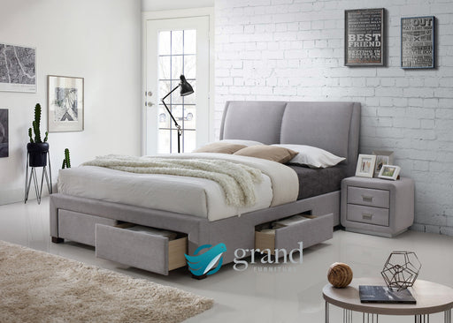 Montana 4 Drawer Fabric Bed in Light Grey