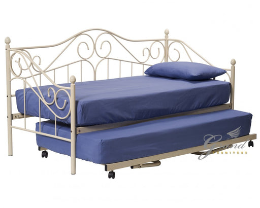 Ava 3FT Cream Metal Day Bed with Trundle