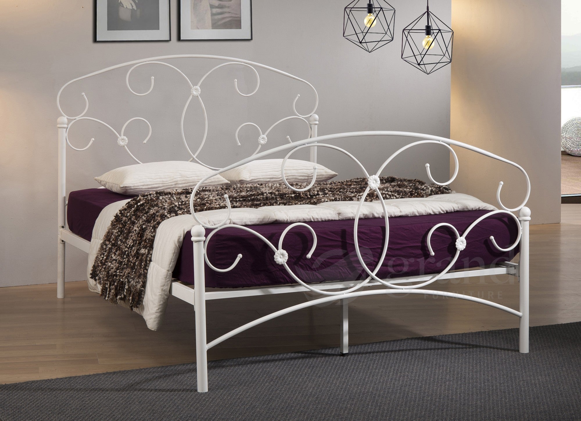 Curly White Metal Bed Frame