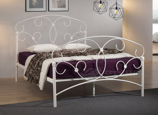 Atlas Curly White Metal Bed Frame