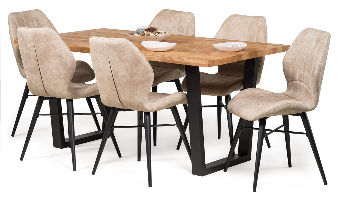 Florence Industrial Style Solid Oak Dining Table with Chairs Metal Farmhouse Dining Set