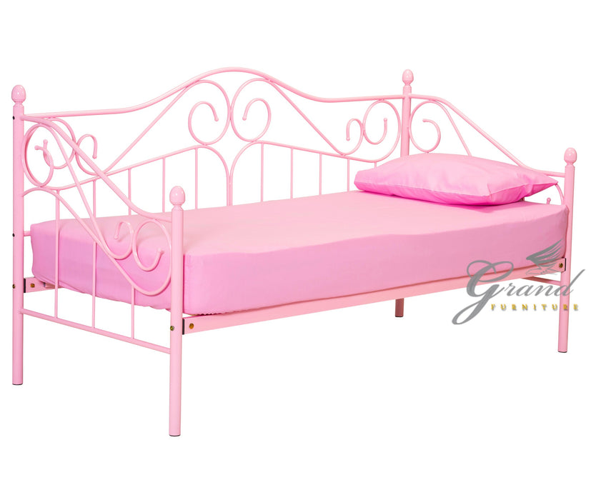 Ava 3FT Pink Day Bed Metal frame with Pull up Trundle