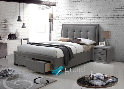 Denver Upholstered Storage Bed in Charcoal and Light Grey