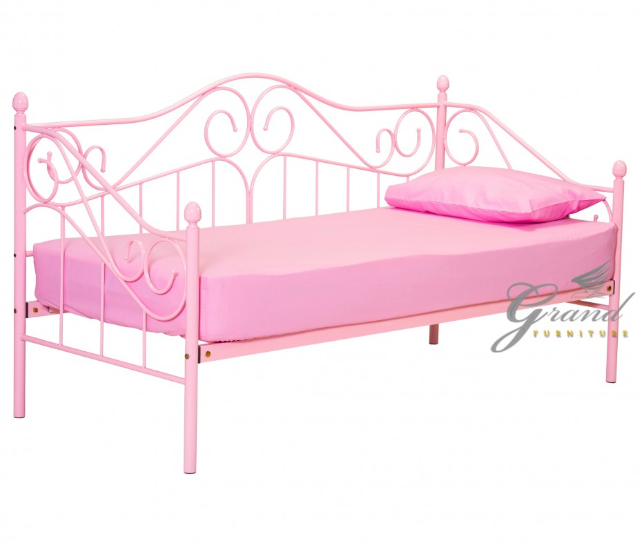 Ava 2FT6 Small Single Pink Metal Day Bed