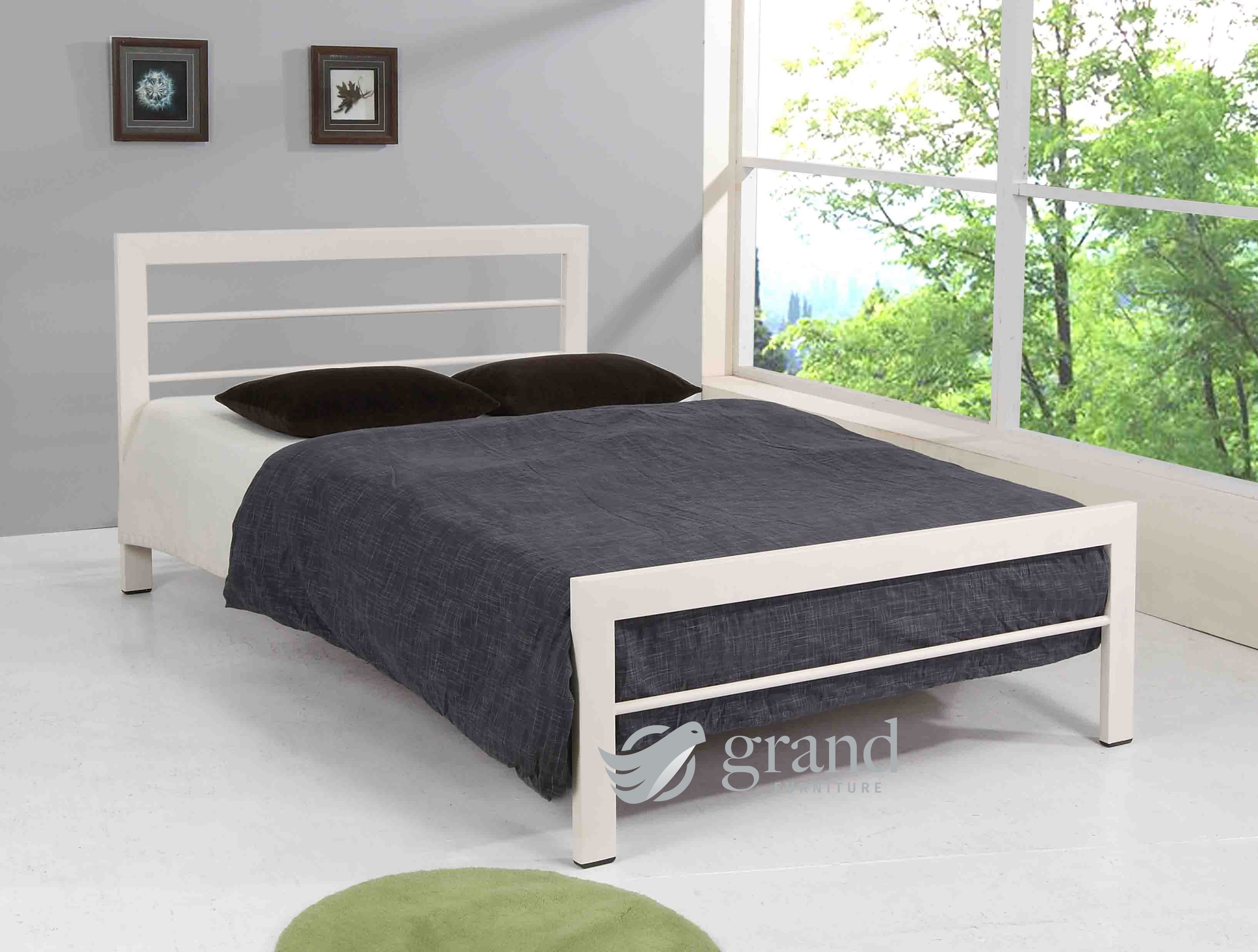 Brooklyn Contemporary White Metal Bed Frame